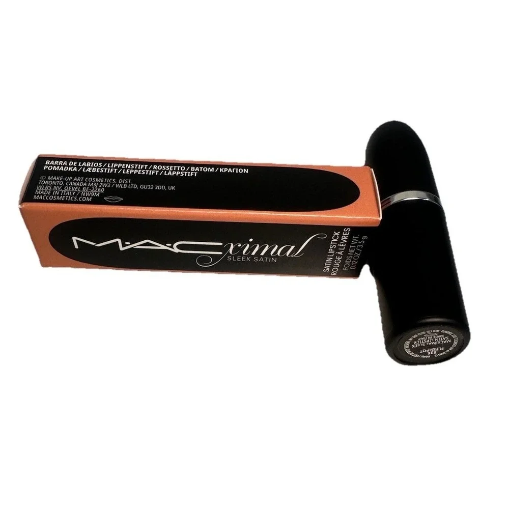 MAC MACximal Sleek Satin Lipstick 836 Fleshpot Pale Pink Beige Nude 0.12oz NEW